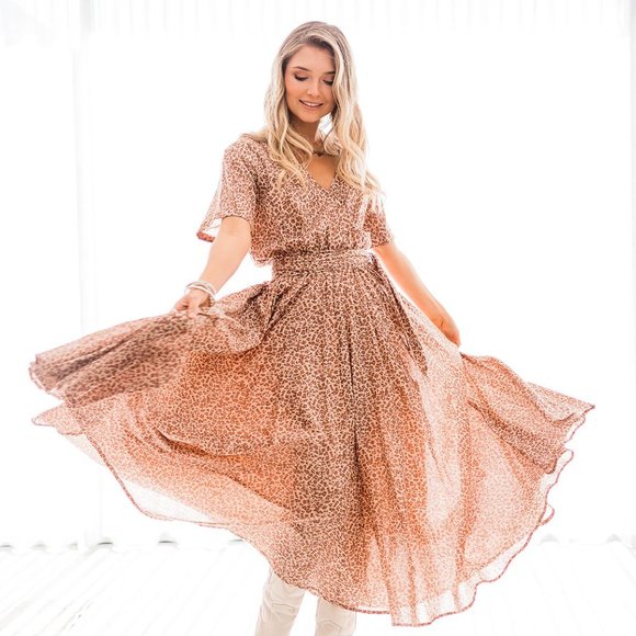 NWT House of Skye Leopard Boho Dress - Picture 5 of 8